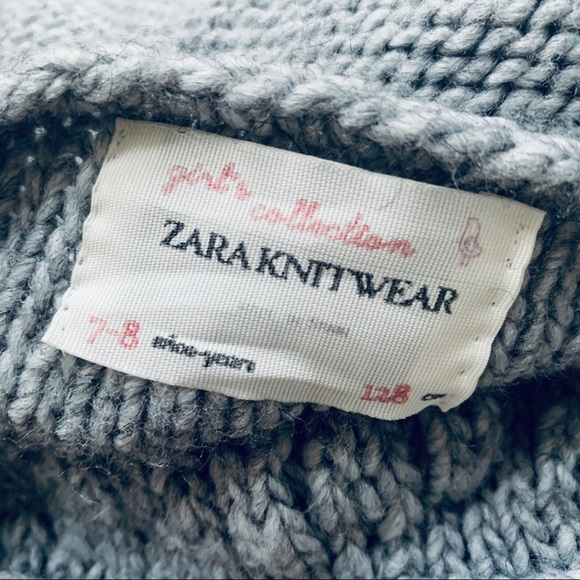 ZARA gray textured tassel collar crewneck sweater - Picture 5 of 5